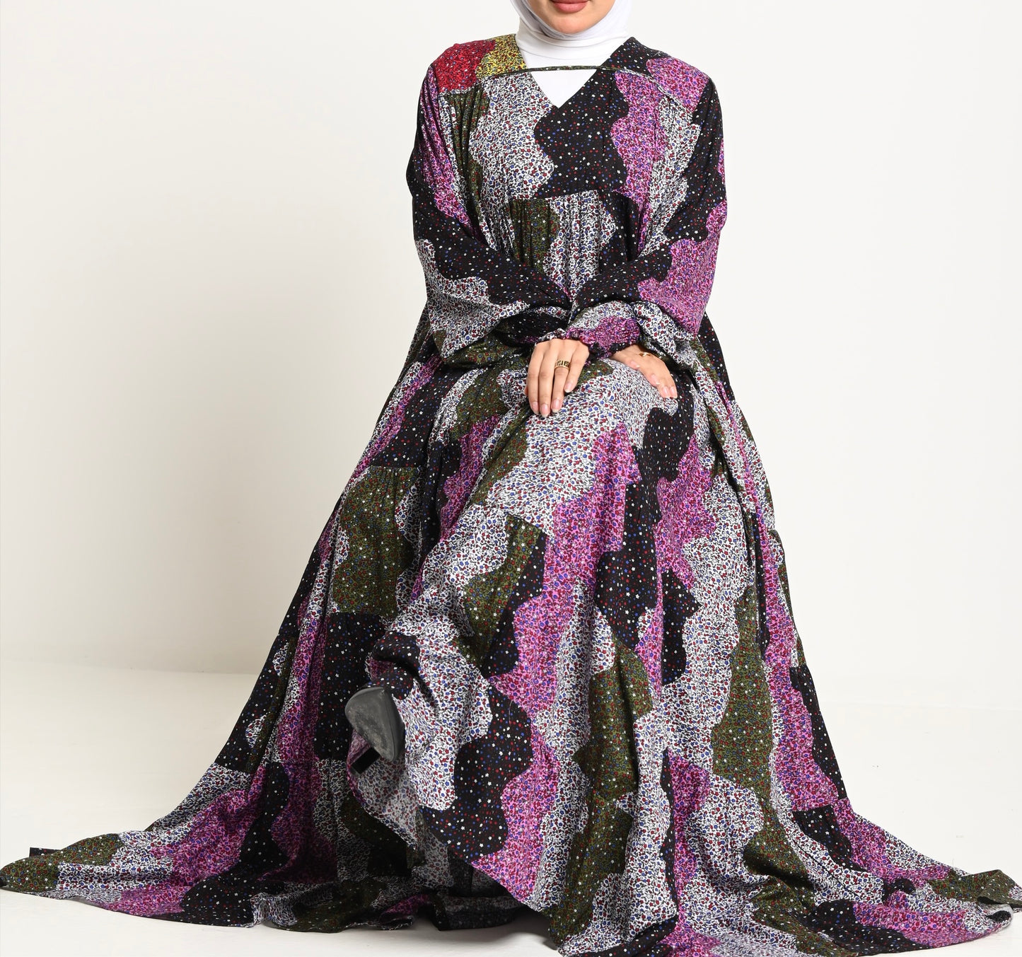 Black Multi color over sized dress