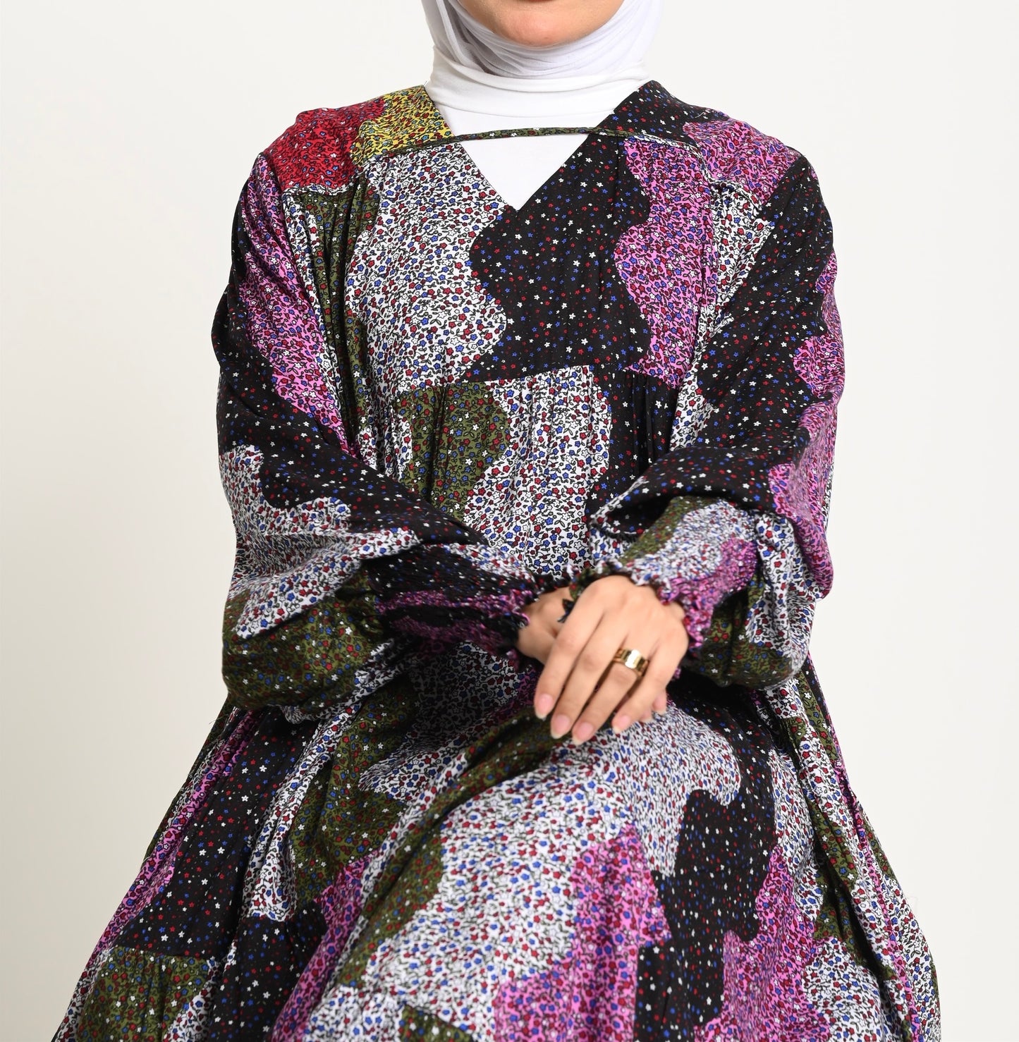 Black Multi color over sized dress
