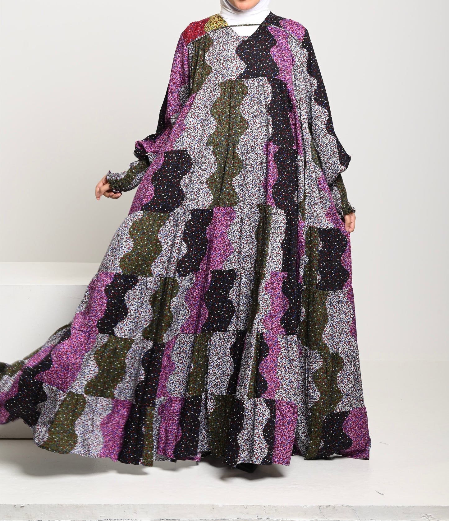 Black Multi color over sized dress