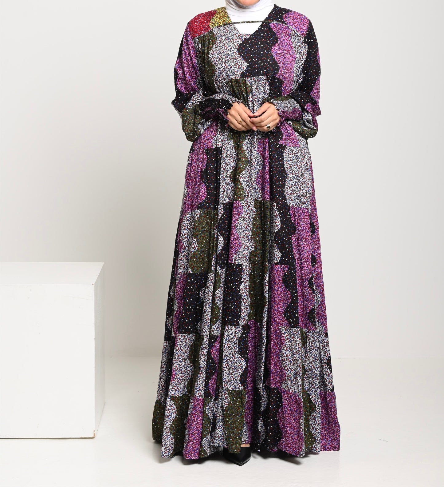 Black Multi color over sized dress