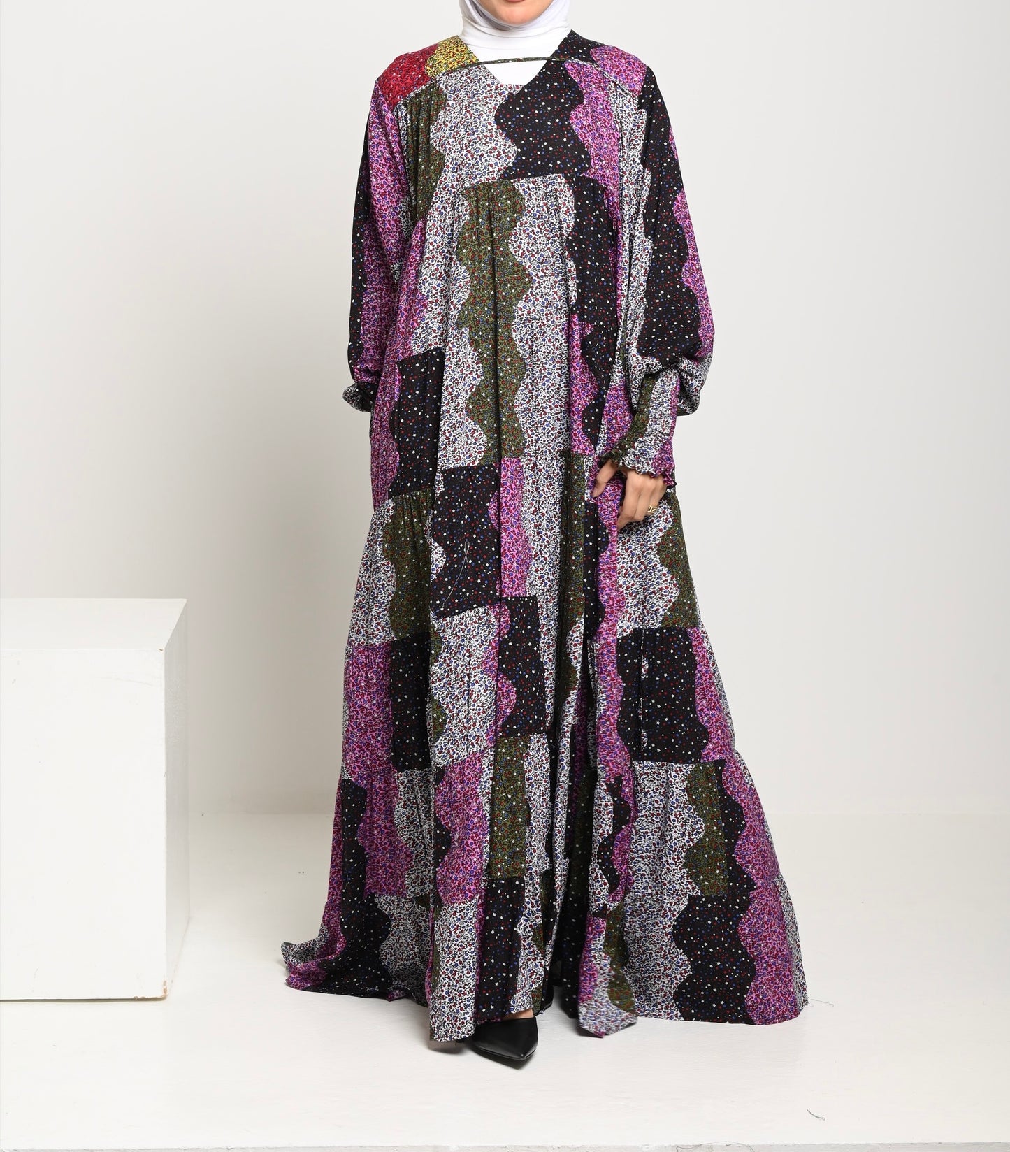 Black Multi color over sized dress