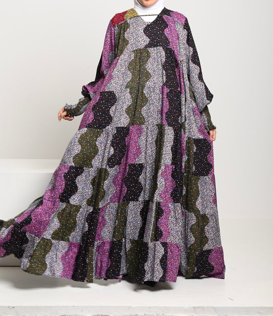Black Multi color over sized dress